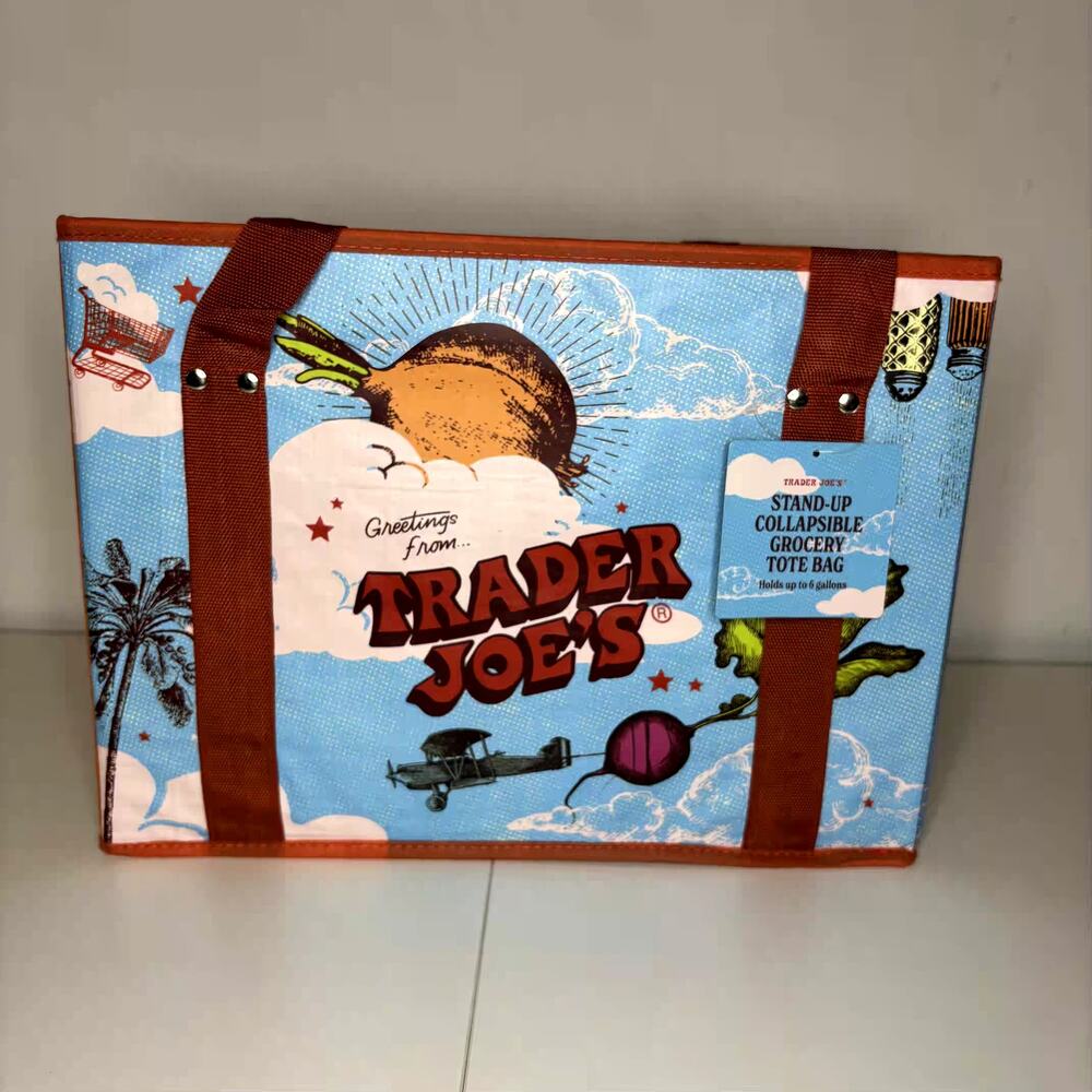 Trader Joe’s Stand-Up Collapsable Grocery Tote Bag Food Box Car Storage NWT! NEW - Picture 5 of 12